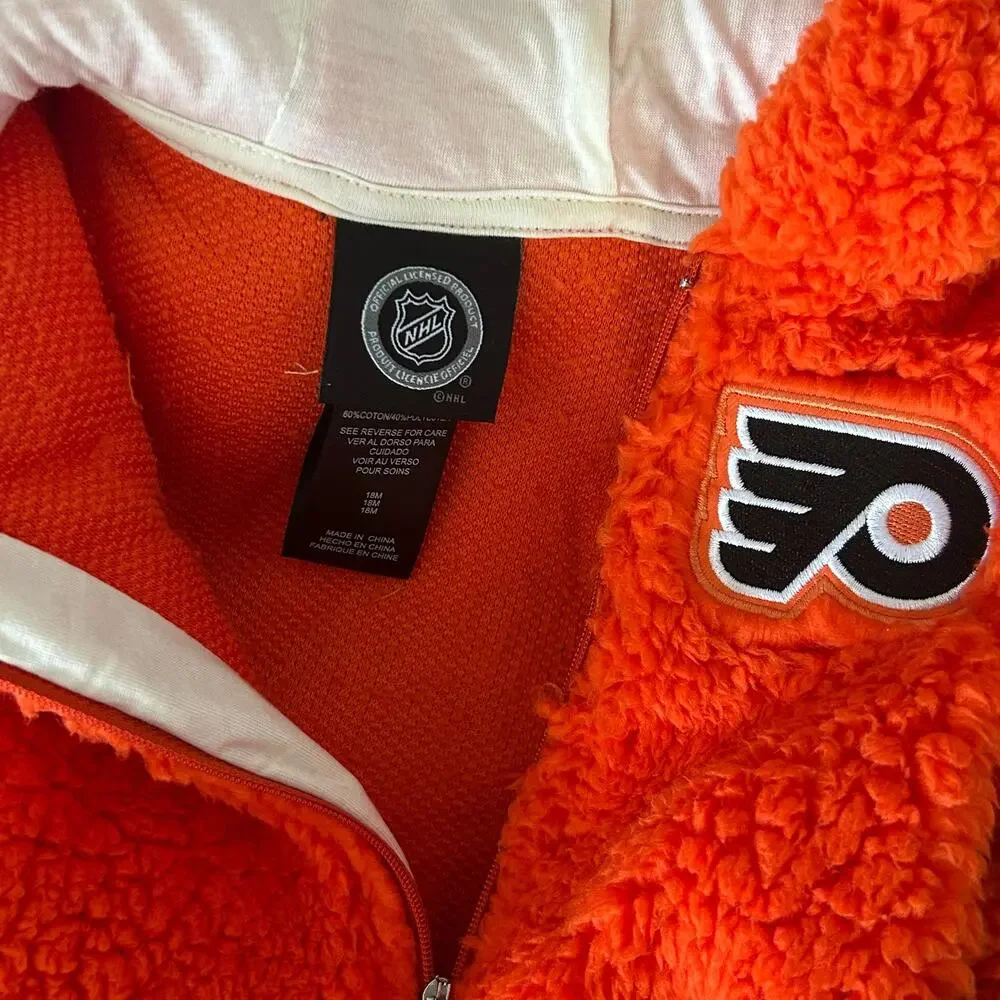 NWT NHL Philadelphia Flyers Infant Sherpa Hooded Footed Bunting 18M Orange